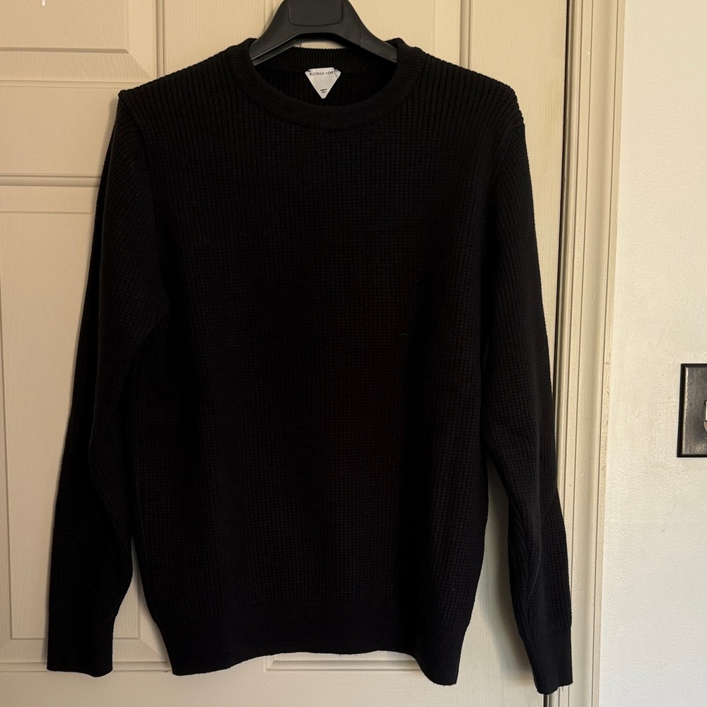 Bottega Veneta Black Crewneck Textured Knit Sweater